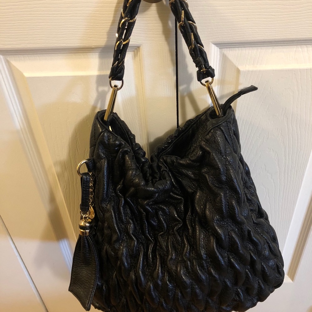 Ivanka Trump black handbag with gold hardware